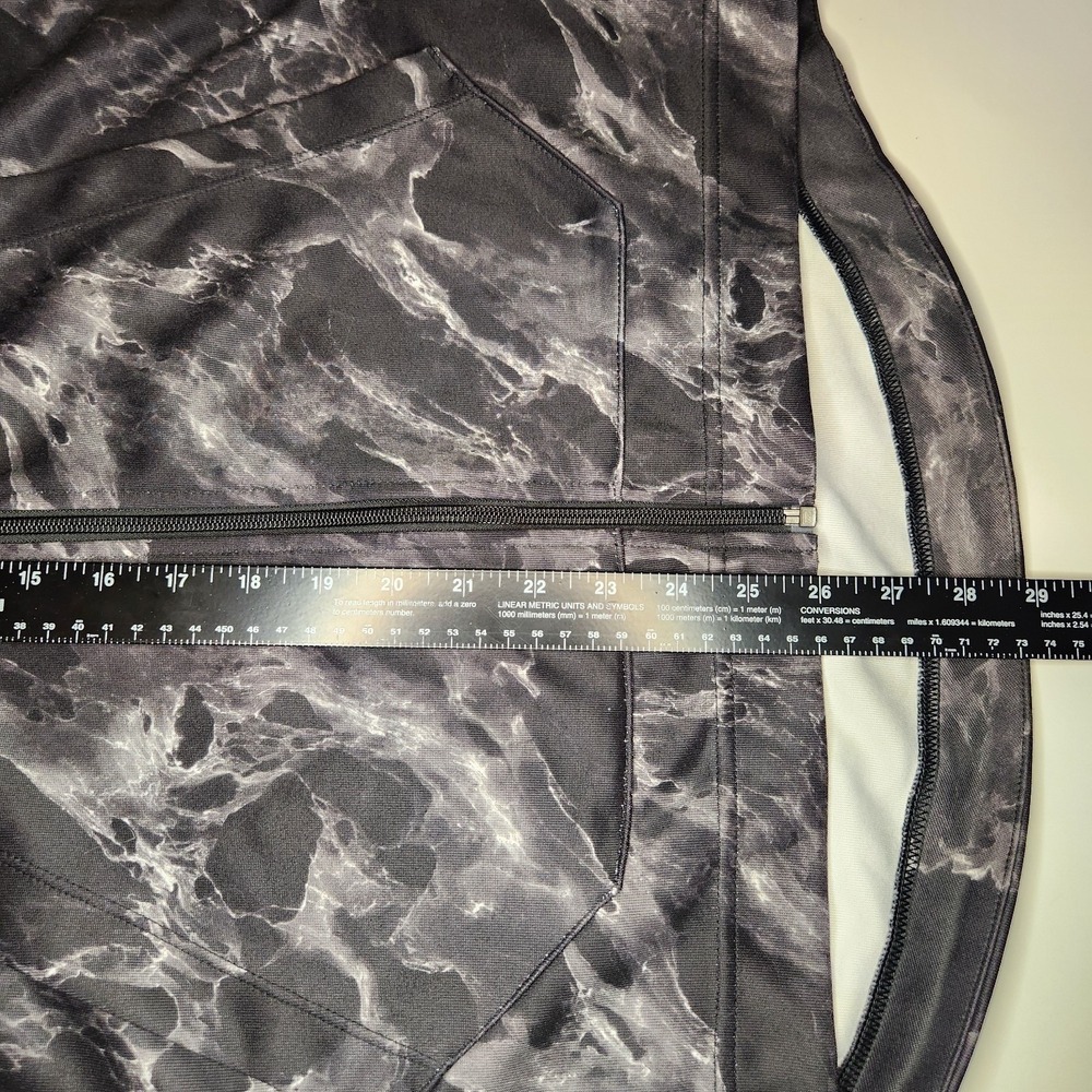 NIKE Hoodie Track Jacket Mens Medium Black Gray Dri-FIT Full Zip Marble Smokey - Picture 6 of 8